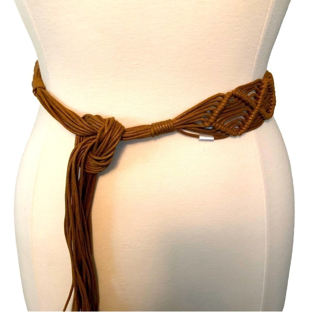 Brown Woven Belt with Fringe
